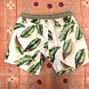 Leaf Pattern Men's Swim Board Shorts